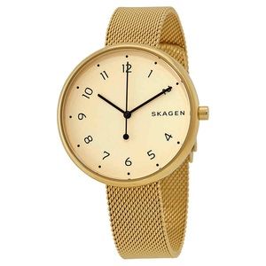 Skagen Signatur Gold-Tone Steel Mesh Watch